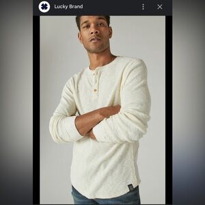 NWOT. Lucky Brand Men's Off-White Long Sleeve Henley